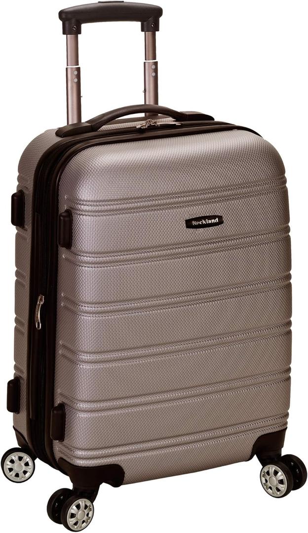 Rockland Melbourne Hardside Expandable Spinner Wheel Luggage, Carry-On 20", Silver