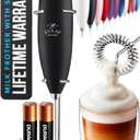 Zulay Kitchen Powerful Milk Frother Wand With Duracell Batteries - Ultra Fast Handheld Drink Mixer - Electric Whisk Foam Maker for Coffee, Lattes, Cappuccino & Matcha - Z1 Motor - Black