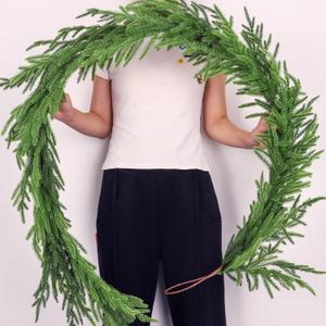 6 Ft Christmas Norfolk Pine Garland Real Touch Artificial Faux Greenery Christmas Garland Decorations for Home Fireplace Mantle Table Stairs Door Indoor Outdoor Holiday Decor