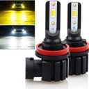 D-Lumina H11 H8 H16 Switchback LED Fog Light Bulbs, 8000 Lumens 40W 300% Brightness Dual Color 6000K Xenon White/3000K Golden Yellow, Super Bright LED Fog Light DRL Bulb Upgrade Replacement, Pack of 2