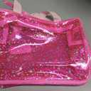 Hot Pink Star Large Cosmetic Bag 12x5x8 inch Travel Pouch with Handle,Durable PVC Material,Zipper Design-Ideal for Makeup,Travel Essentials
