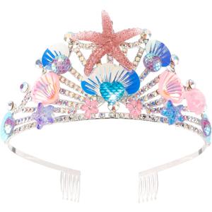 Canitor Mermaid Crown Tiara for Girls Mermaid Headband for Women Mermaid Tail Party Favors Birthday Gifts Decorations Halloween Costumes Outfit Hair Accessories