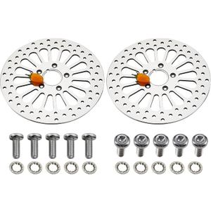 11.5'' 2 Piece Front Brake Rotor for Harley Davidson Touring Softail Sportster Dyna Early Super Glide,Mirror-Polished Vibration Proof Hardened Stainless Steel Rotors Motorcycle Models