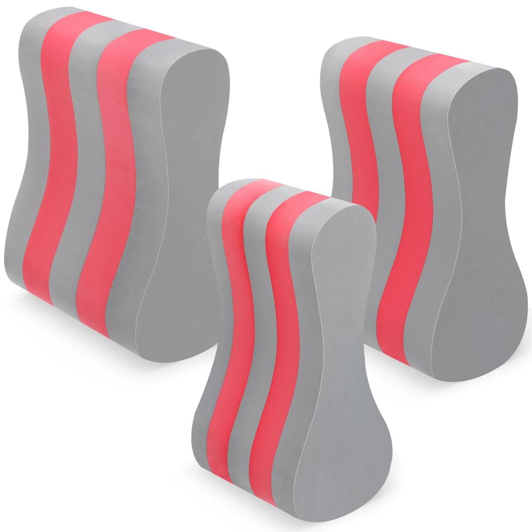 Soulchen 3 Pack Swimming Pull Float, 3 Sizes EVA Swimming Kickboard Swim Buoy 5 Layer Training Leg Float Aid Pool Buoy for Lap Training, Combo Pull for Adults and Beginners Train(Pink)