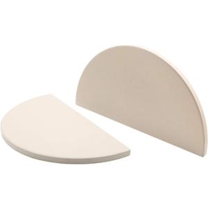 BBQ Future 19.8 Inch Half-Moon Ceramic Heat Deflector Plates for Kamado Joe Big Joe I, II & III, 2-Pack, White