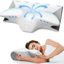Cervical Pillow for Neck Pain Relief, Cooling Contour Memory Foam Pillows Support Odorless Ergonomic Neck Pillow Adjustable Orthopedic Bed Pillow for Side Back Stomach Sleeper with Pillowcase DFD, Queen