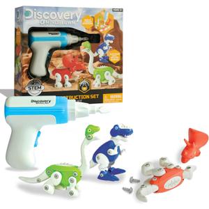 Discovery Dinosaur Construction Set, 90-Piece Action Model Build Kit, Kid-Safe Electronic Tools & Screws, Create T-Rex Triceratops, Prehistoric Monster Learning STEM Toy for Paleontologists Discovery Dinosaur Construction Set, 90-Piece Action Model Build Kit, Kid-Safe Electronic Tools & Screws, Create T-Rex Triceratops, Prehistoric Monster Learning STEM Toy for Paleontologists