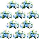 NUPTIO Flower Centerpieces for Wedding Tables: 10 Pcs Blue & White Artificial Flower Ball Arrangement for Weddings Party - Fake Floral Rose for Birthday Bridal Shower Decorations