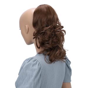 PRTTYSHOP Hair Piece Pony Tail Extension Draw String Voluminous Curly Heat-Resisting 14" medium brown #30/ 33 PH8
