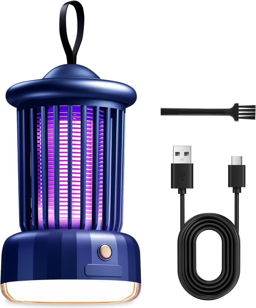 Bug Zappers, Portable USB Rechargeable with 360 Smart Zapping, Camping Lamp, Quiet Operation, Safe for Baby and Pregnant, Ideal for Garden, Home, Campsite