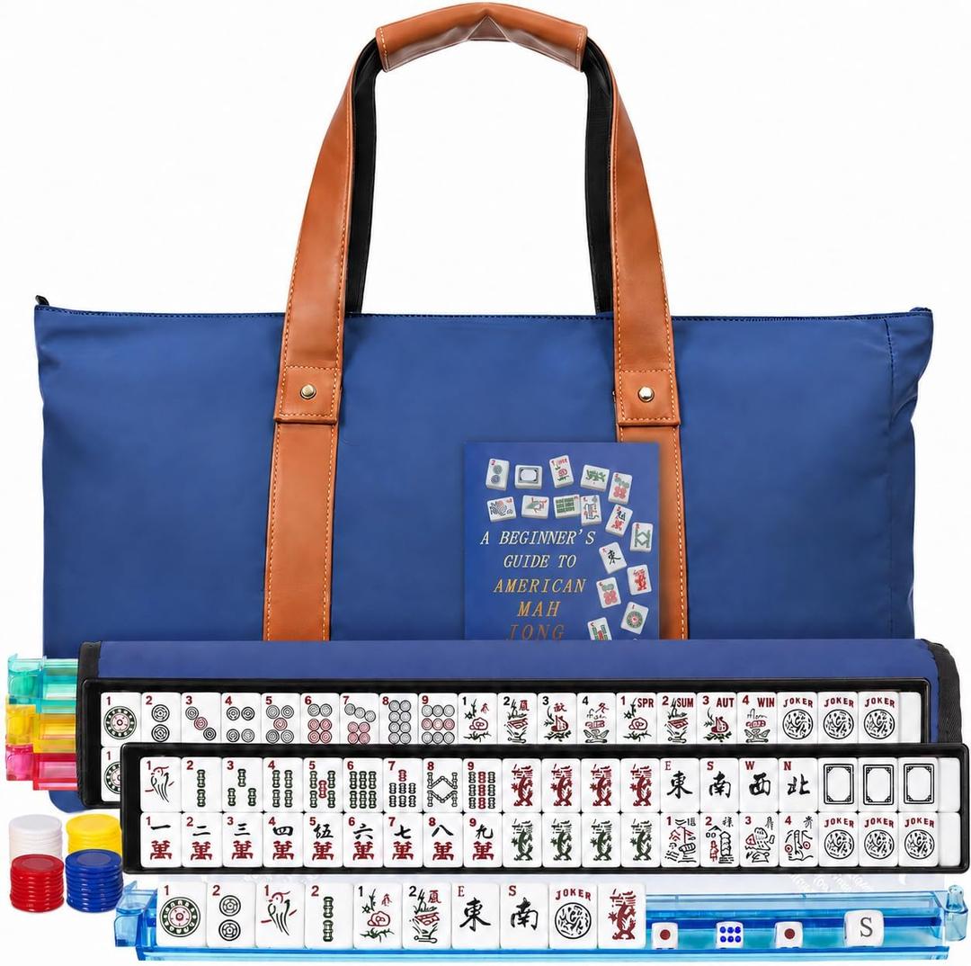 American Mahjong Game Set with Racks, 166 Mahjong Tiles Set & Bag, Medium