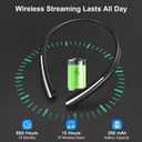 Bluetooth 5.0 Neckband Bluetooth Headphone, Sweat Resistant Noise Cancelling Stereo Headphones, and Retractable Ear Tips for Music, Conference, Videos (Black)