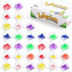 24 Pcs Balance IQ Maze GameMini Maze Cube Puzzle Box 3D Brain Maze Toy Puzzles Party Favor Games, Ideal Prizes Gifts for Kids and Adults