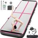 FBSPORT Inflatable Air Gymnastics Mat Training Mats 4/8 inches Thickness Gymnastics Tracks for Home Use/Training/Cheerleading/Yoga/Water with Pump (13.12ft*3.3ft*4in(4*1*0.1m), Black Pink)