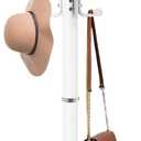 Modern Metal Coat Rack Stand, 360Rotary Coat Rack Freestanding with Natural Marble Base, White Sturdy Coat Racks with 16 Hooks, Coat Racks Hall Tree Stand for Entryway (White)