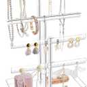 Acrylic Jewelry Display Stand 4-Tier Clear Jewelry Organizer, Necklace Bracelet Earring Watch Ring Jewelry Holder,Display Tower Tray Storage Gift for Women