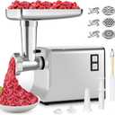 SVKLHY Electric Meat Grinder: [3500W Advanced Motor] [Ultra-Intelligent Thermal Protection] Upgraded Meat Grinder with 6 PCS Stainless Steel Blades & Grinding Plates, Sausage Stuffer Tubes & Kubbe (LIGHT SLIVER)