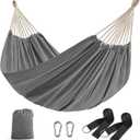 SONGMICS Double Hammock, 98.4 x 59.1 Inches, 660 lb Load Capacity, with Compression Bag, Mounting Straps, Carabiners, for Terrace, Balcony, Garden, Outdoor, Camping, Gray UGDC15GY