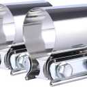 5'' Inch Butt Joint Exhaust Seal Band Clamp,Exhaust Band Clamp T304 Stainless Steel Universal (2 Packs) Metallic