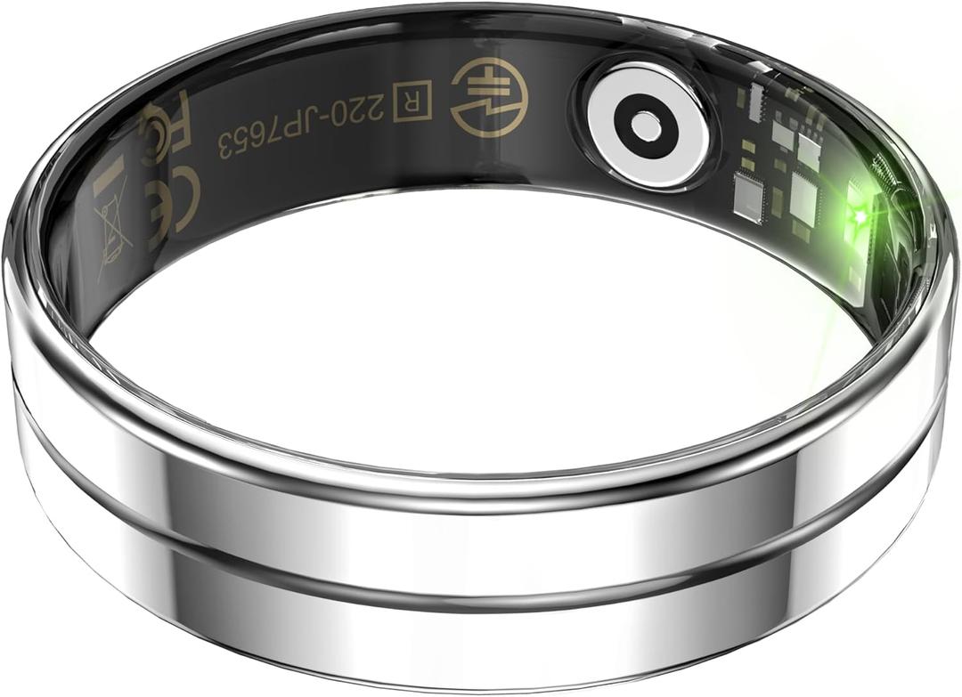 Smart Ring,Fitness Tracker Ring for Men/Women,Ultra Thin Smart Rings with Calories/Heart Rate/Blood Oxygen/Sleep Monitoring,No Subscription Fee,5ATM Waterproof (Silver, Ultra Thin-8#)