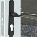 Euro Profile Storm Door Handle Set Fits for Pella Select & Larson Thru-Bolt Hardware, W/o Key Cylinder or Mortise Latch, 2-1/2" Handle PZ, 7-1/4" Trim Plate H.C., Non-Handed, Matte Black
