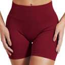 VOYJOY Women Workout Impact Shorts 2.5"/ 3.6"/ 4.5"/ 6" Scrunch Butt Lifting Gym Seamless Booty Biker Shorts (Red, M)