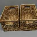 StorageWorks Wicker Basket, Baskets for Organizing, Storage Basket with Built-in Handles, Water Hyacinth Shelves (Medium 2-Pack, Natural Hyacinth) (13"D x 8"W x 7"H)