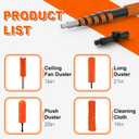 SISIUPASSIE 30FT Reach Ceiling Fan Cleaner Duster, Ceiling Fan Blade Cleaner with Extension Pole, Washable & Replaceable Microfiber Feather Duster Kits, 24FT