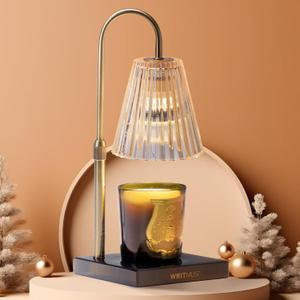 Candle Warmer Lamp with Dimmer & Timer- Wax Melt Warmer Fits All Candle Size - 2 Bulbs Included (Black Marble)