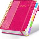 Hardcover Spiral Notebook with Removable Dividers & Tabs, 8.5"x11" 5 Subject Notebooks for Work, 300 Pages College Ruled Notebook, A4 Sparkle Lined Journal for Women Girls Note-Taking (Rose Red)