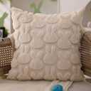 DFXSZ Easter Pillow Covers 16x16 inch Set of 2 Easter Decoration Beige Rabbit Soft Plush Faux Fur Jacquard Throw Pillows for Bedroom Sofa Holiday Festivals Home Decor FHJ-010C16