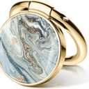 GVIEWIN Marble Cell Phone Ring Holder, Metal Kickstand Grip 360 Rotation Compatible with iPhone 17/16/15/14/Pro Max/Air/Plus Series & Galaxy S25/S24 Ultra and Other Phones (Ocean Tide/Green)