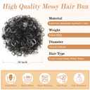 PEACOCO Messy Bun Short Curly Ponytail Extension Elastic Drawstring Loose Hair for Women with Thinning High Temperature Synthetic Fiber Bun 80g, Black to Gray