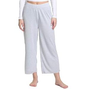 Mad Dog Lounge Women's Pajama Pants, Wide-Leg Cropped Capris, Casual Night Sleep Summer PJ Bottoms for Ladies, Grey Melange, X-Large
