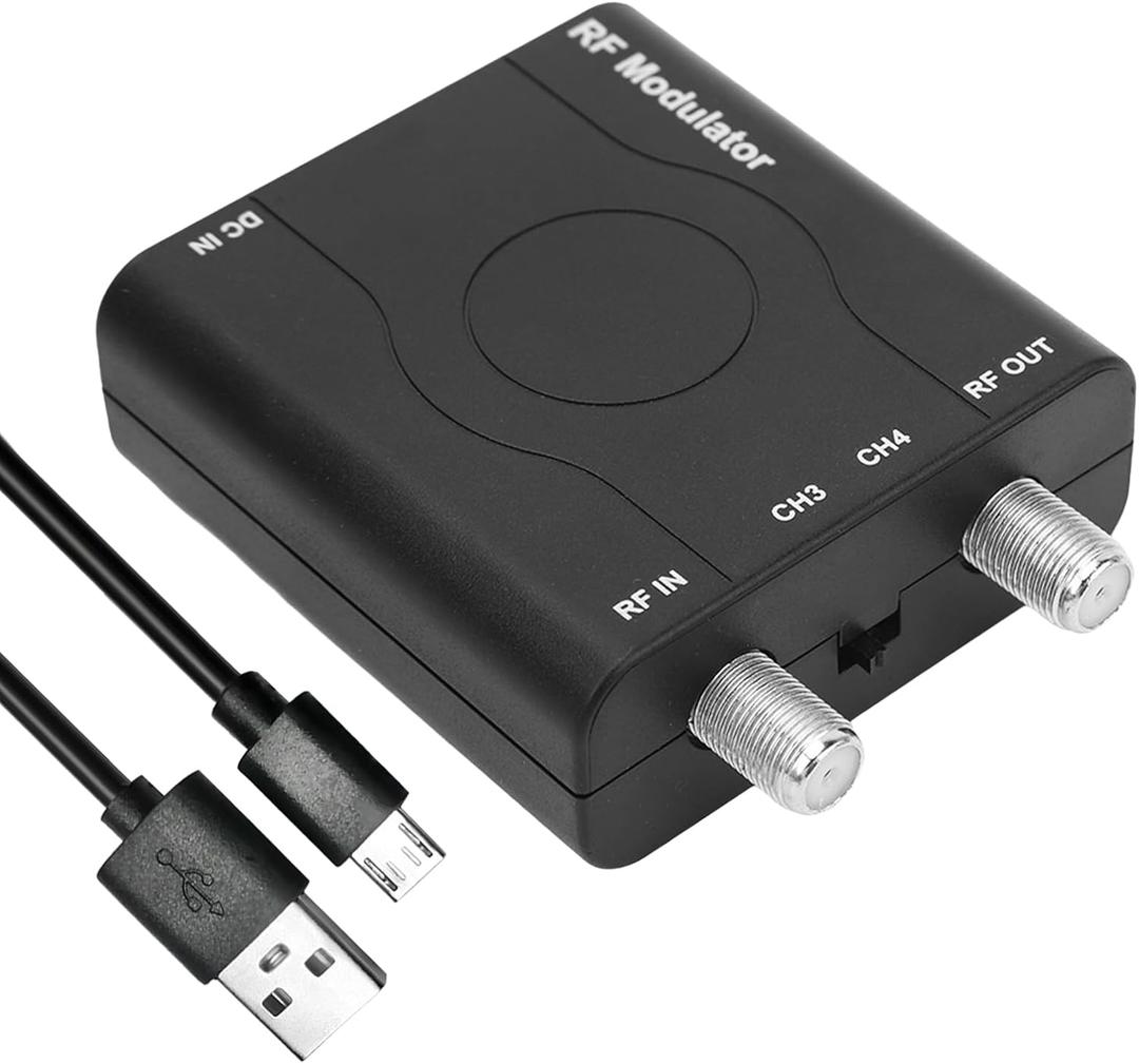 HDM61 HDMI to Coax Adapter, 1080P HDMI to RF Converter with NTSC Format Output CH3/CH4 Plug and Play RF Modulator for TV Antenna Signal