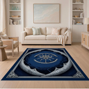 5'x7' Midnight Blue Haunted Staircase Round Ultra-Soft Area Rug