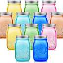 Tessco for you 7Pcs Bulk Colored Mason Jars with Lids 16 oz Decorative Centerpieces Glass Pint Canning Containers Regular Mouth for Flower Food Storage Wedding Halloween Christmas DIY Crafts
