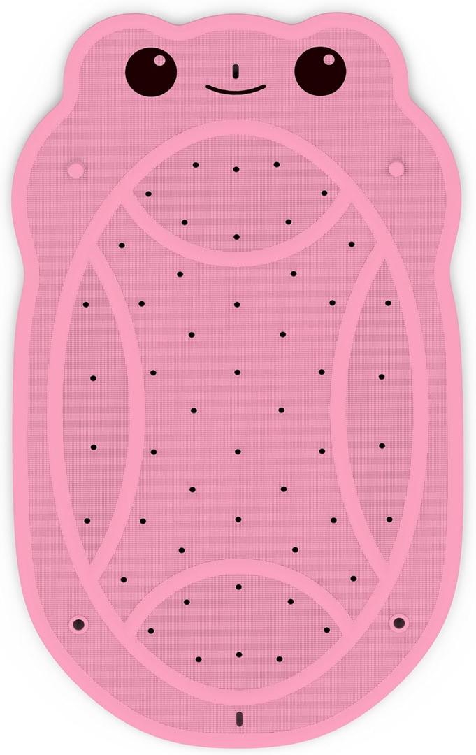 Bathtub Mat Non Slip, Shower Mat for Kids with Natural Rubber no Plastic Smells, Baby Bath Mat for Tub Non Slip with Strong Suction Cups, 30"x18", PVC-Free, Safe Comfortable Fun for Kids, Pink