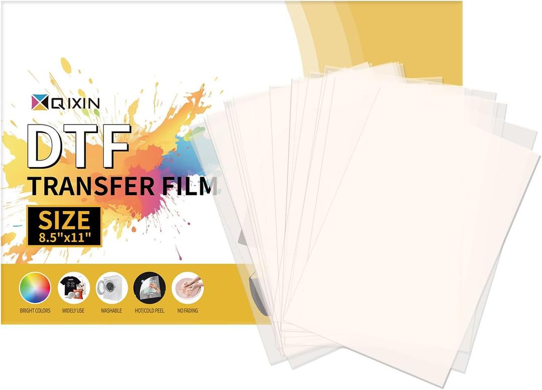 50 Sheets DTF Transfer Film 8.5x11 Inches, Clear Transfer Paper & Sublimation Paper for Inkjet Printer, PET Heat Transfer Paper Direct Print on T-Shirts/Textiles