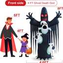 HZGDEJTG 8ft Harvester with Runaway Ghost on Chest Halloween Inflatable Outdoor Decoration, Yard Decorations with LED Lights for Outdoor Lawn, Garden, Home Holiday Party