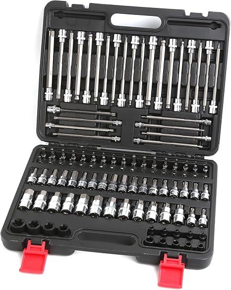 Tool Set for 107pcs 1/4" 3/8" 1/2" Drive Bit Socket Set, SAE & Metric Torx Hex Bit Tools Set