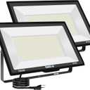 500W LED Flood Lights Outdoor 2 Pack, IP66 Waterproof, 6000K Daylight White Security Lights Outside Bulb, Exterior Wall Lights for Yard Stadium Garden