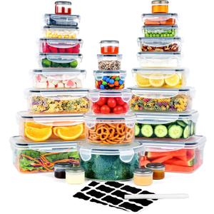 52 Pcs Large Food Storage Containers Set with Lids, Airtight Plastic Containers for Pantry & Kitchen Organization, BPA-Free, Leak-Proof (Transparent - 52 Pcs)