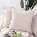 MADIZZ Set of 2 Short Chenille Throw Pillow Covers 20x20 Inch Ivory Soft Decorative Cushion Cover for Sofa Bedroom Pillow Shell (20" x 20" (Pack of 2))