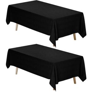 Fixwal Black Tablecloth Rectangle 70 x 120 Inch, 2 Pack 6-8ft Polyester Fabric Table Cloths Rectangular Table Covers for Party, Banquet, Dining, Birthday, Wedding