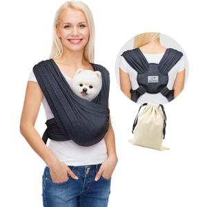 Dog Carrier for Small Dogs, Front Facing Dog Carrier Sling, Hands Free Cat Sling, Size Adjustable, Reducing Back Pain, Soft Cotton, Premium Dog Sling Carrier (Regular, Charcoal Black)