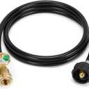 WADEO 6 Feet Propane Tank Extension Hose with Gauge, Propane Hose Extension, Propane Tank Adapter Hose for Gas Grill, Heater and Propane Appliances, Acme to Male QCC/POL Fittings