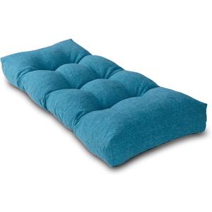 Bench Cushion 45 Inch - Polyester Brushed, High-Density Foam, Non-Slip Bottom, Soft Durable Indoor Tufted Long Seat Cushion for Window Garden Furniture (Cerulean, 45x18x4 Inch)