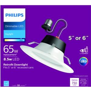 Philips 8.5-Watt (65-Watt) Retrofit Downlight LED Daylight Light Bulb 1 count