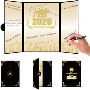 Graduation Guest Book Black Gold Graduation Signature Book Class of 2026 Congrats Grad Party Decorations for High School and College Grad Party Gifts Celebrations Supplies